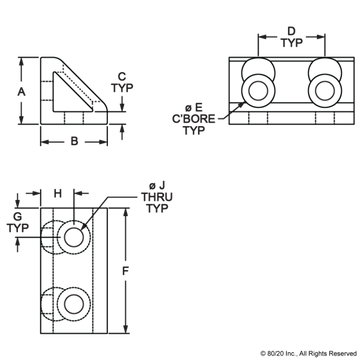 4334 - 15 Series 4 Hole - Wide Gusseted Inside Corner Bracket - 0