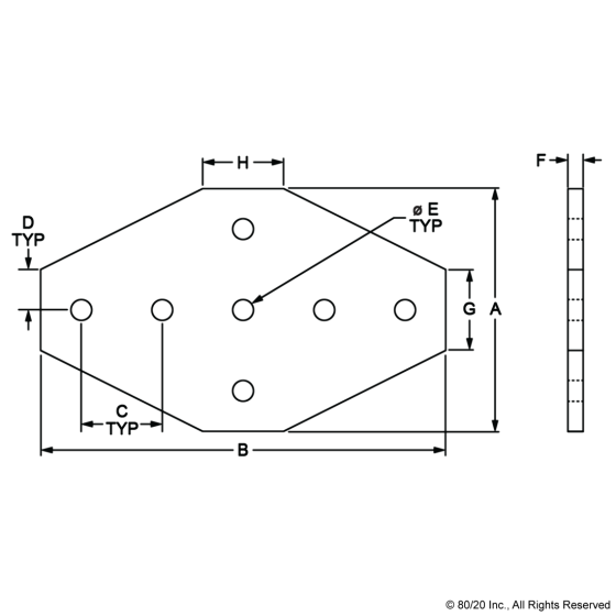 4335 - 15 Series & Ready Tube 7 Hole - Cross Flat Plate