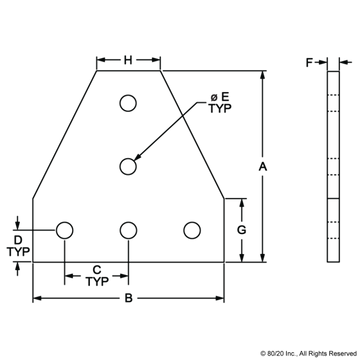 4340 - 15 Series 5 Hole - Tee Flat Plate - 0