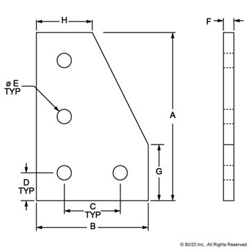 4350 - 15 Series 4 Hole - 90 Degree Angled Flat Plate - 0