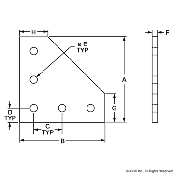 4351 - 15 Series & Ready Tube 5 Hole - 90 Degree Angled Flat Plate - 0