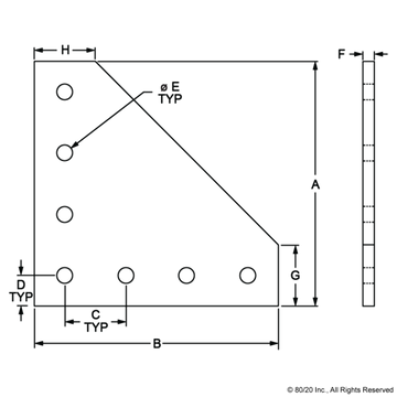 4352 - 15 Series 7 Hole - 90 Degree Angled Squared Flat Plate - 0