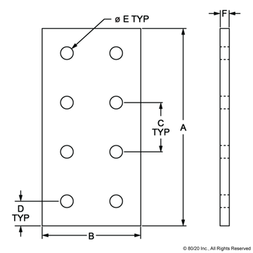 4365 - 15 Series 8 Hole - Rectangular Flat Plate - 0