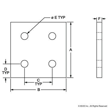 4367 - 15 Series 4 Hole - Square Flat Plate - 0
