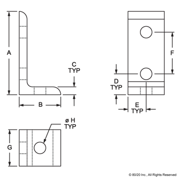 4376 - 15 Series & Ready Tube 3 Hole - Inside Corner Bracket - 0