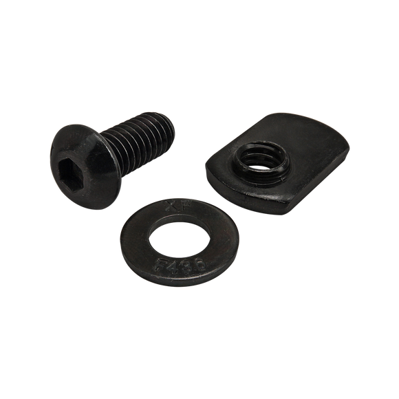 3439 -  Bolt Assembly: 5/16-18 x .750" Black BHSCS with Washer and Slide-In Economy T-Nut - Offset Thread - Black Zinc