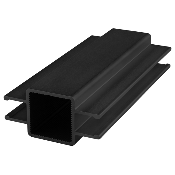 9035-145-BLACK-FB -  1" SQUARE DOUBLE TWIN FLANGEDQUICK FRM 145" BAR FL BLK ANOD