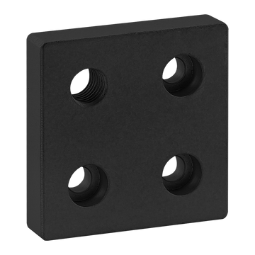 25-2142-BLACK -  25 Series 4 Hole - Offset Tap Base Plate: 50mm x 50mm with M10 Corner Tap