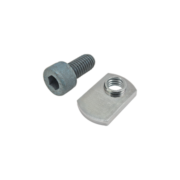 75-3429 -  Bolt Assembly: M8 x 16.00mm Blue SHCS with Slide-In Economy T-Nut - Offset Thread - Bright Zinc