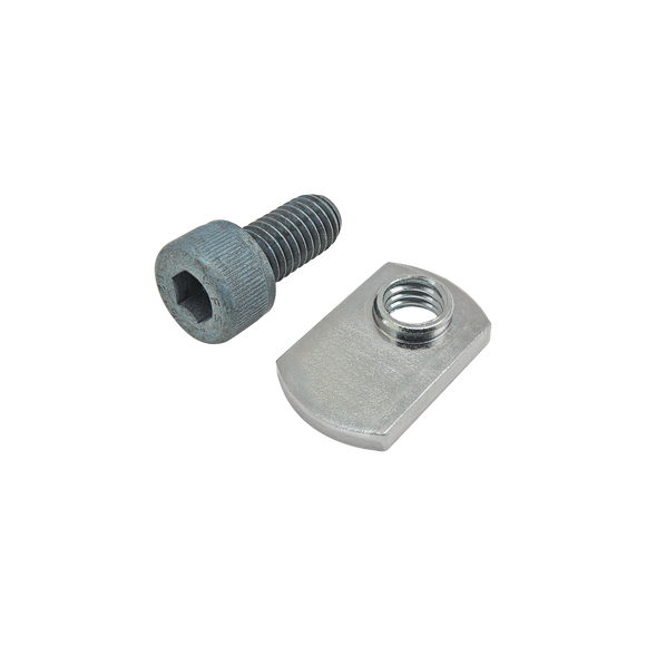 75-3429 -  Bolt Assembly: M8 x 16.00mm Blue SHCS with Slide-In Economy T-Nut - Offset Thread - Bright Zinc