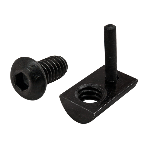 3521 -  Bolt Assembly:1/4-20 x .500" Black BHSCS and Roll-In T-Nut with Flex Handle - Black Zinc