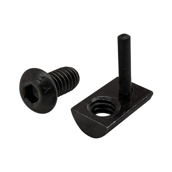 3394 -  Bolt Assembly: 1/4-20  x .500" Black BHSCS with Roll-In T-Nut with Flex Handle - Black Zinc