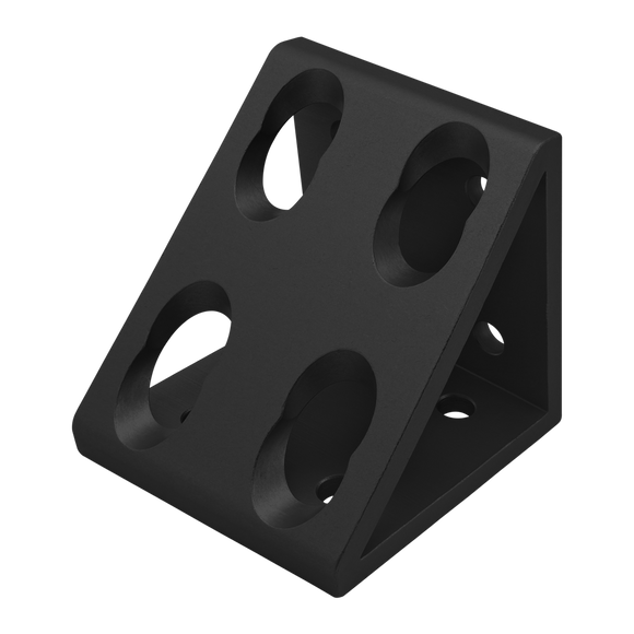 45-4338-BLACK -  45 Series 8 Hole - Gusseted Inside Corner Bracket