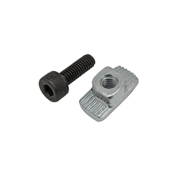 75-3560 -  Bolt Assembly: M4 x 12.00mm Black SHCS with Standard Drop-In T-Nut - Bright Zinc