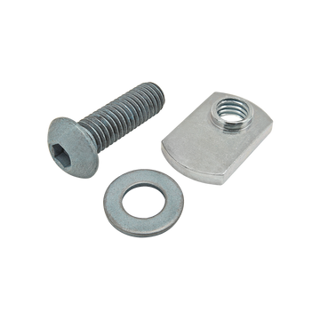 75-3427 -  Bolt Assembly: M8 x 25.00mm Blue BHSCS with Washer and Slide-In Economy T-Nut - Offset Thread - Bright Zinc