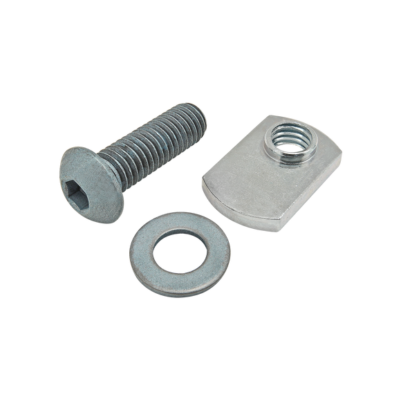 75-3427 -  Bolt Assembly: M8 x 25.00mm Blue BHSCS with Washer and Slide-In Economy T-Nut - Offset Thread - Bright Zinc