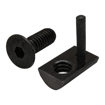 3534 -  Bolt Assembly: 1/4-20 x .750" Black FHSCS and Roll-In T-Nut with Flex Handle - Black Zinc