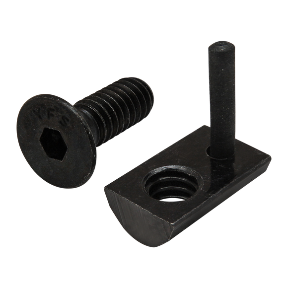 3534 -  Bolt Assembly: 1/4-20 x .750" Black FHSCS and Roll-In T-Nut with Flex Handle - Black Zinc