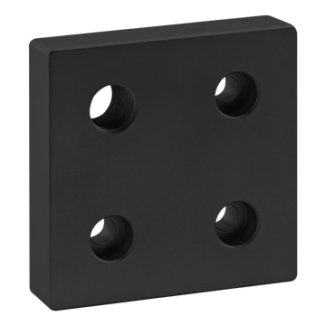 40-2146-BLACK -  40 Series 4 Hole - Offset Tap Base Plate: 80mm x 80mm with M16 Corner Tap