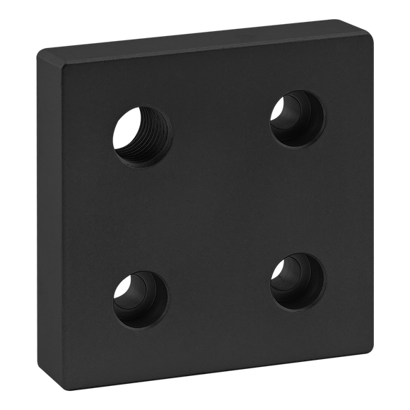 40-2146-BLACK -  40 Series 4 Hole - Offset Tap Base Plate: 80mm x 80mm with M16 Corner Tap