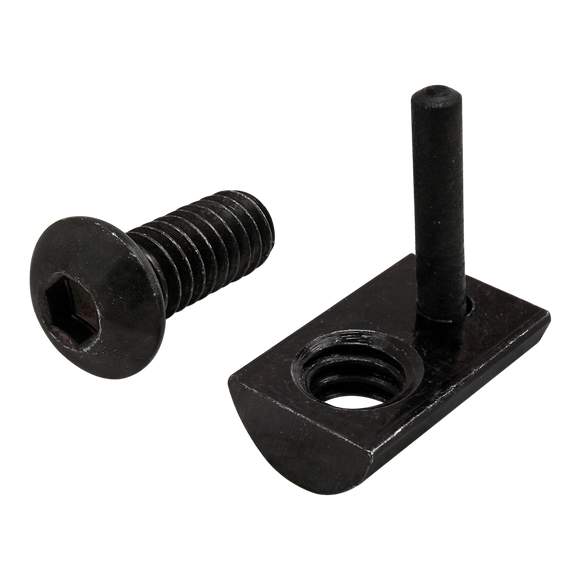 3522 -  Bolt Assembly: 1/4-20 x .625" Black BHSCS and Roll-In T-Nut with Flex Handle - Black Zinc