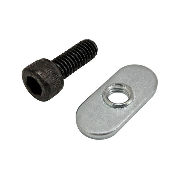 75-3522 -  Bolt Assembly: M6 x 16.00mm Black SHCS with Slide-In Economy T-Nut - Centered Thread - Bright Zinc