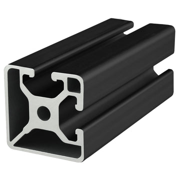 40-4002-BLACK-6.05M -  40mm X 40mm BI-SLOT ADJACENT T-SLOTTED EXT 6.05M BAR BLACK ANODIZE