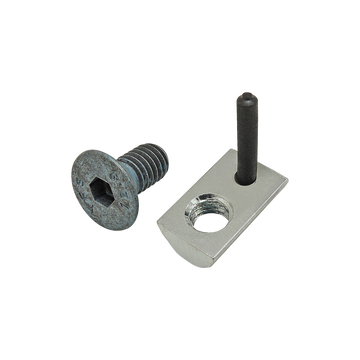 75-3505 -  Bolt Assembly: M6 x 12.00mm Blue FHSCS with Roll-In T-Nut with Flex Handle - Bright Zinc