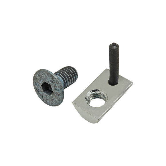 75-3505 -  Bolt Assembly: M6 x 12.00mm Blue FHSCS with Roll-In T-Nut with Flex Handle - Bright Zinc