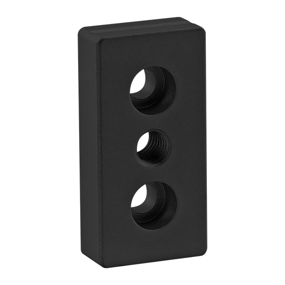 25-2129-BLACK -  25 Series 3 Hole - Center Tap Base Plate - 25mm x 50mm with M8 Tap