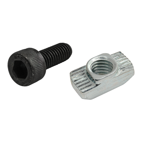75-3595 -  Bolt Assembly: M6 x 16.00mm Black SHCS with Standard Drop-In T-Nut - Bright Zinc