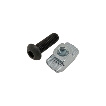 75-3482 -  Bolt Assembly: M6 x 18.00mm Black BHSCS with Standard Drop-In T-Nut - Bright Zinc
