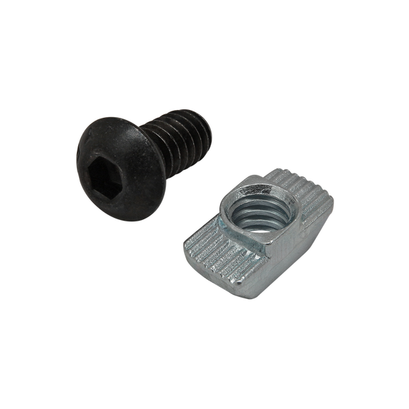 3408 -  Bolt Assembly: 1/4-20 x .500" Black BHSCS with Standard Drop-In T-Nut - Bright Zinc
