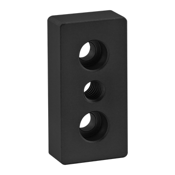 2124-BLACK -  10 Series 3 Hole - Center Tap Base Plate: 1.00" x 2.00" with 5/16-18 Tap