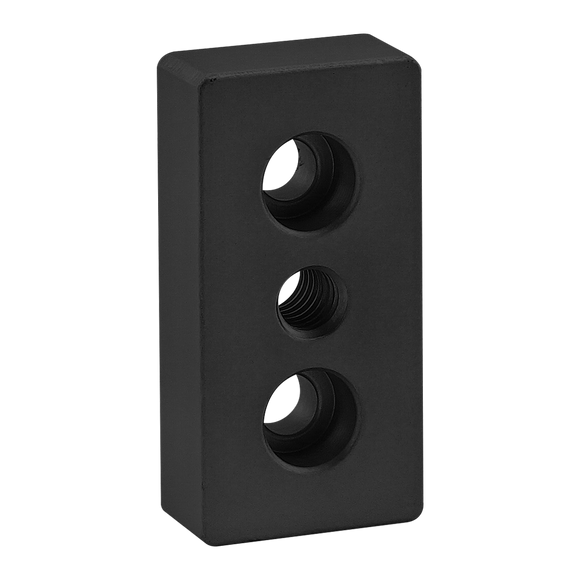2124-BLACK -  10 Series 3 Hole - Center Tap Base Plate: 1.00" x 2.00" with 5/16-18 Tap