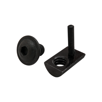 3387 -  Bolt Assembly: 1/4-20 x .375" Black FBHSCS and Roll-In T-Nut with Flex Handle - Black Zinc