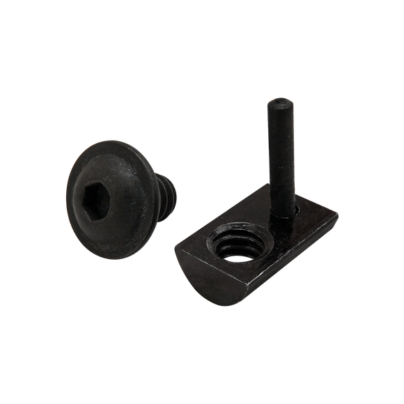 3387 -  Bolt Assembly: 1/4-20 x .375" Black FBHSCS and Roll-In T-Nut with Flex Handle - Black Zinc