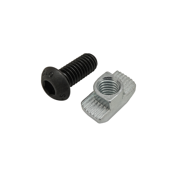 75-3601 -  Bolt Assembly: M6 x 14.00mm Black BHSCS with Standard Drop-In T-Nut - Bright Zinc