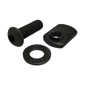 3443 -  Bolt Assembly: 5/16-18 x 1.000" Black BHSCS with Washer and Slide-In Economy T-Nut - Offset Thread - Black Zinc