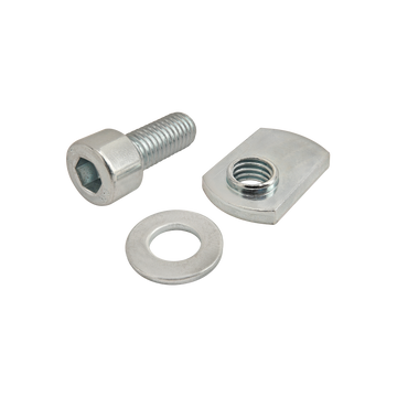 3816 -  Bolt Assembly: M8 x 20.00mm Bright SHCS with Washer and Slide-In Economy T-Nut - Offset Thread - Bright Zinc