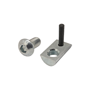 3867 -  Bolt Assembly: M6 x 12.00mm Bright BHSCS with Roll-In T-Nut with Flex Handle - Bright Zinc