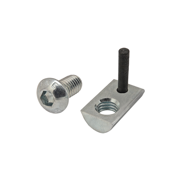 3867 -  Bolt Assembly: M6 x 12.00mm Bright BHSCS with Roll-In T-Nut with Flex Handle - Bright Zinc