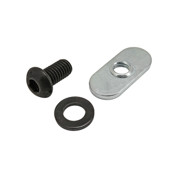75-3518 -  Bolt Assembly: M6 x 12.00mm Black BHSCS with Washer and Slide-In Economy T-Nut - Centered Thread - Bright Zinc