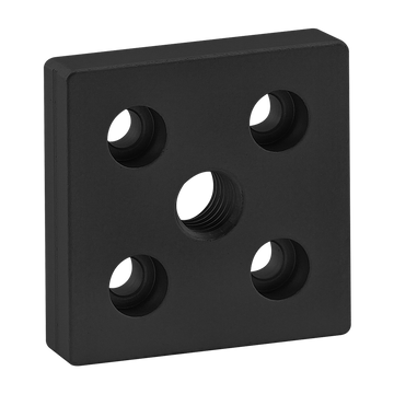 25-2139-BLACK -  25 Series 5 Hole - Center Tap Base Plate: 50mm x 50mm with M12 Tap