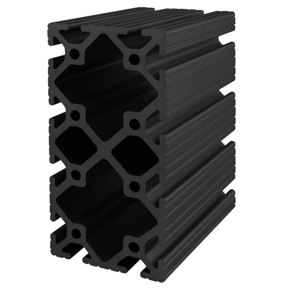 3060-242-BLACK-FB -  3" X 6" T-SLOT EXT 242" BAR FL BLK ANOD