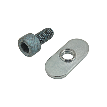 75-3412 -  Bolt Assembly: M6 x 12.00mm Blue SHCS with Slide-In Economy T-Nut - Centered Thread - Bright Zinc