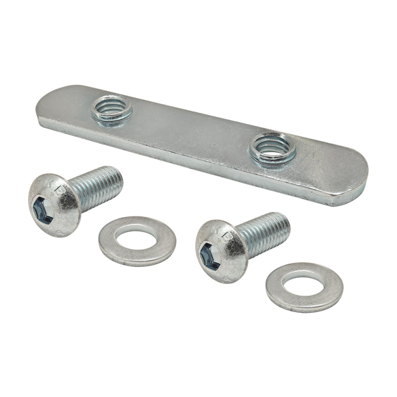 3863 -  Bolt Assembly: (2) M8 x 20.00mm Bright BHSCS with (2) Washer and Double Slide-In Economy T-Nut - Bright Zinc