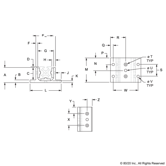 6425 - 10 Series 3 Slot Mount - Double Flange Short Standard Linear Bearing w/ Brake Holes