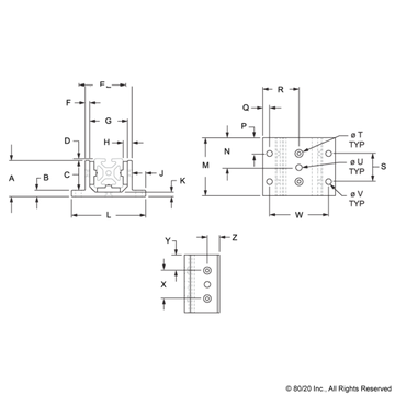 6425 - 10 Series 3 Slot Mount - Double Flange Short Standard Linear Bearing w/ Brake Holes - 0