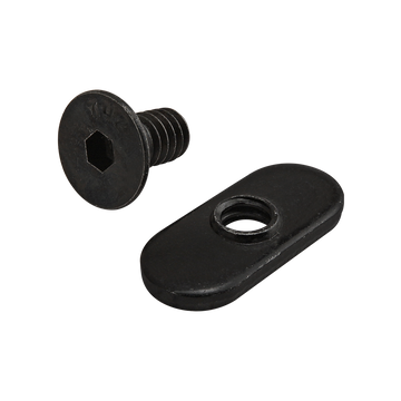 3414 -  Bolt Assembly: 1/4-20 x .500" Black FHSCS and Slide-In Economy T-Nut - Centered Thread - Black Zinc